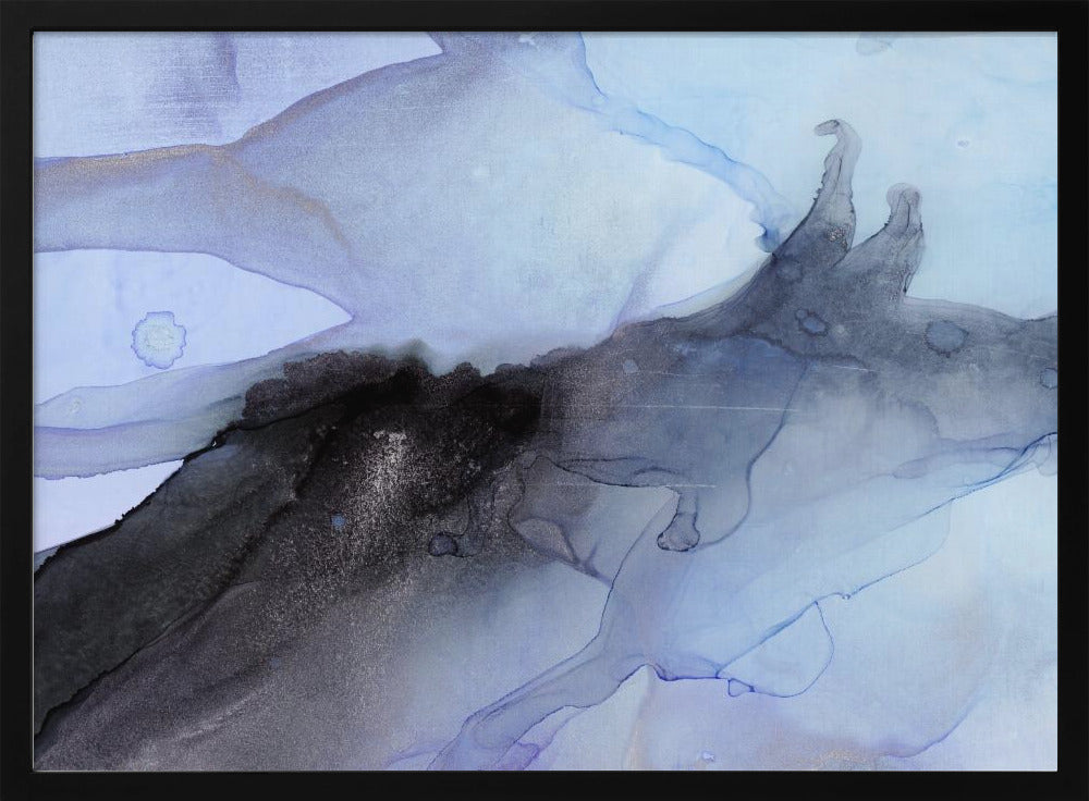 Fluid Blue and Black Ink Textures | Poster