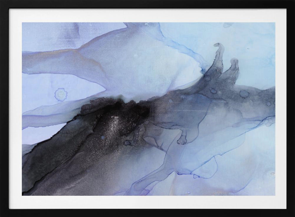 Fluid Blue and Black Ink Textures | Poster