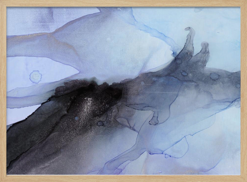 Fluid Blue and Black Ink Textures | Poster