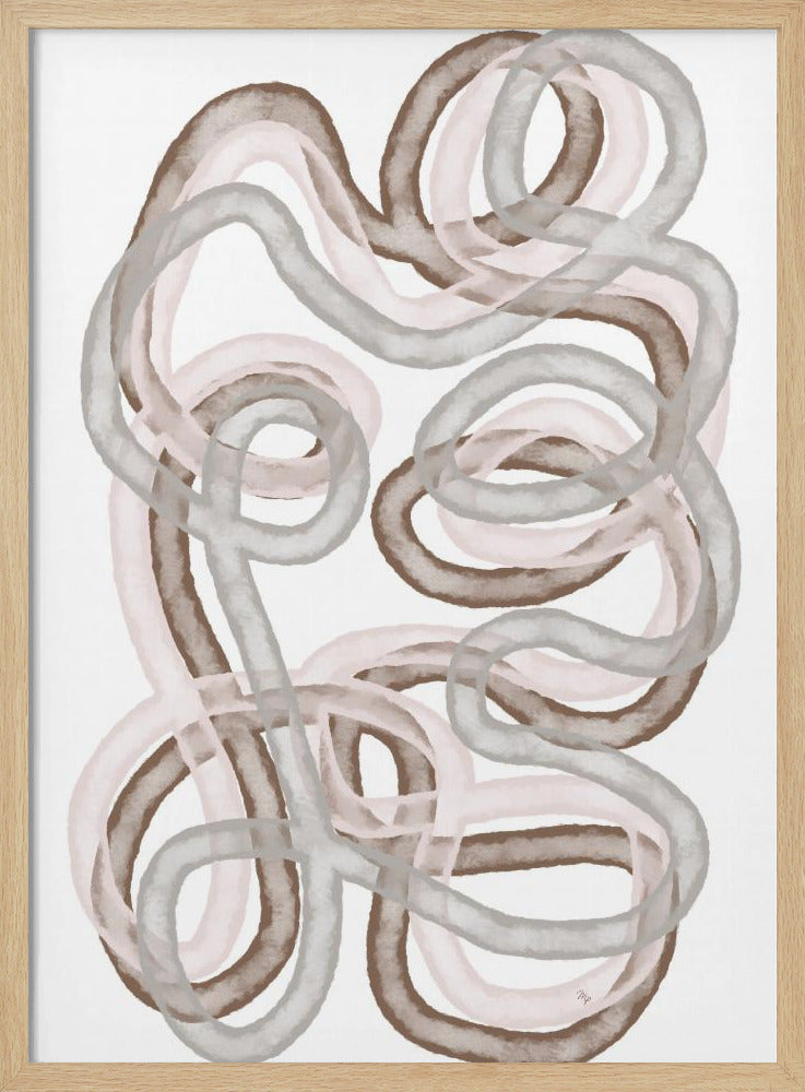 Abstract Intertwined Lines In Soft Earthy Tones | Poster