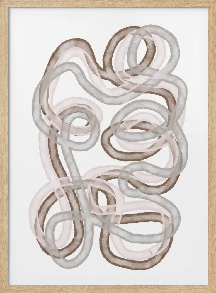 Abstract Intertwined Lines In Soft Earthy Tones | Poster