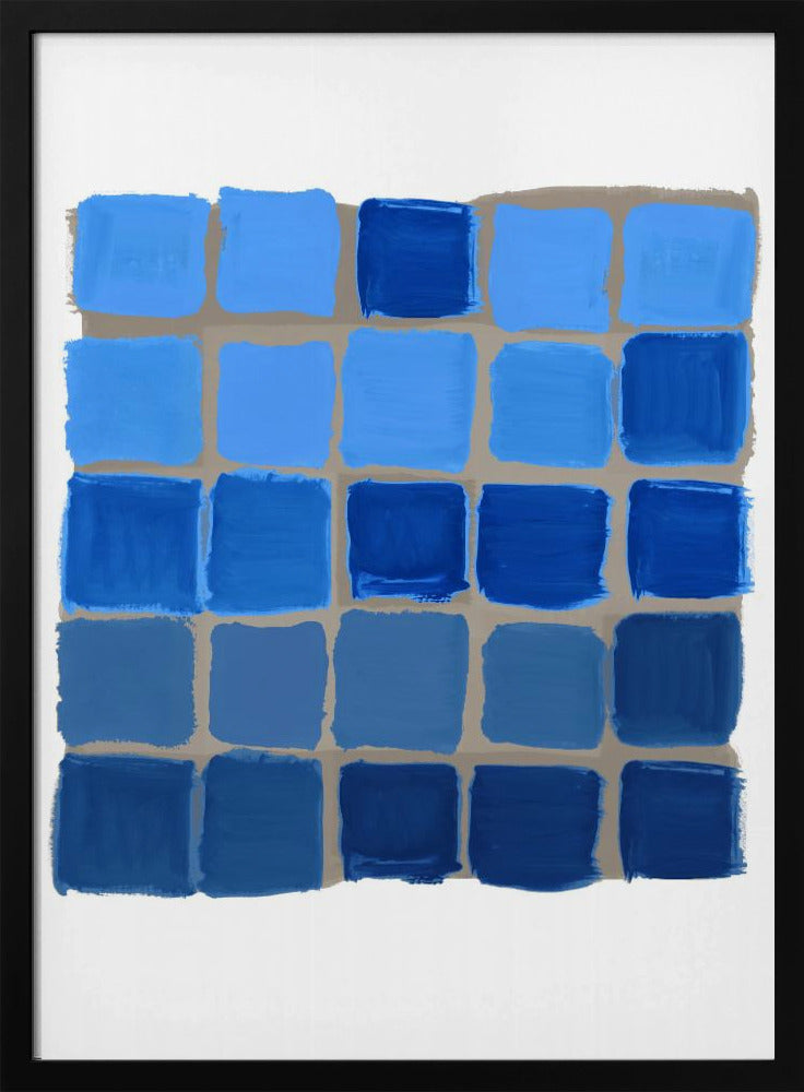 Blue Checkered Square Print | Poster