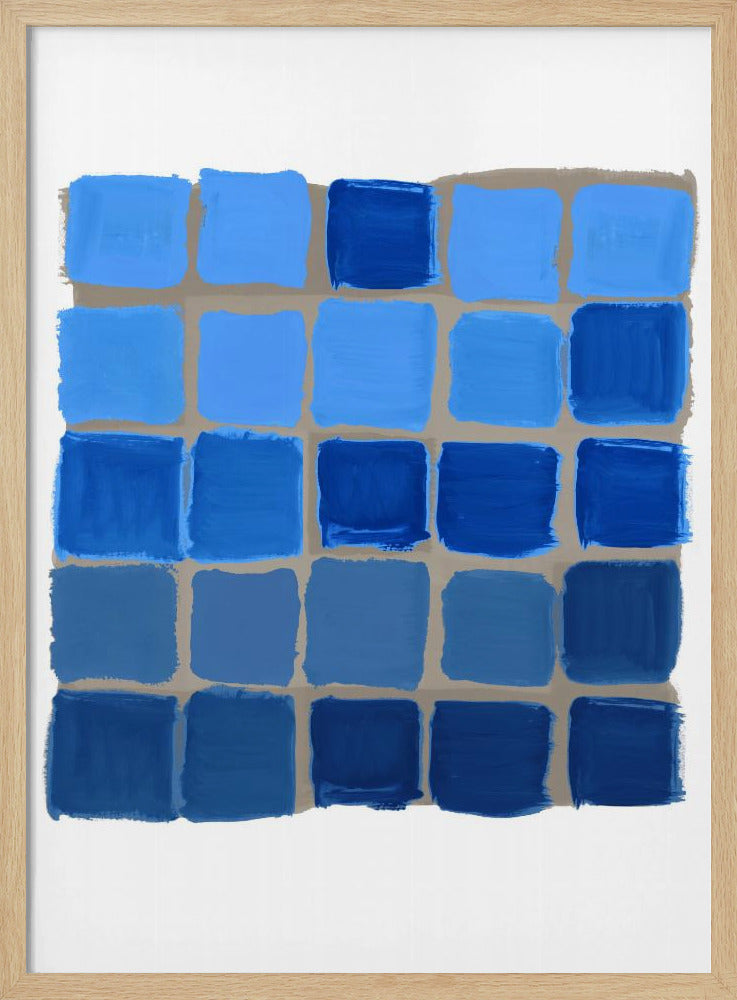 Blue Checkered Square Print | Poster