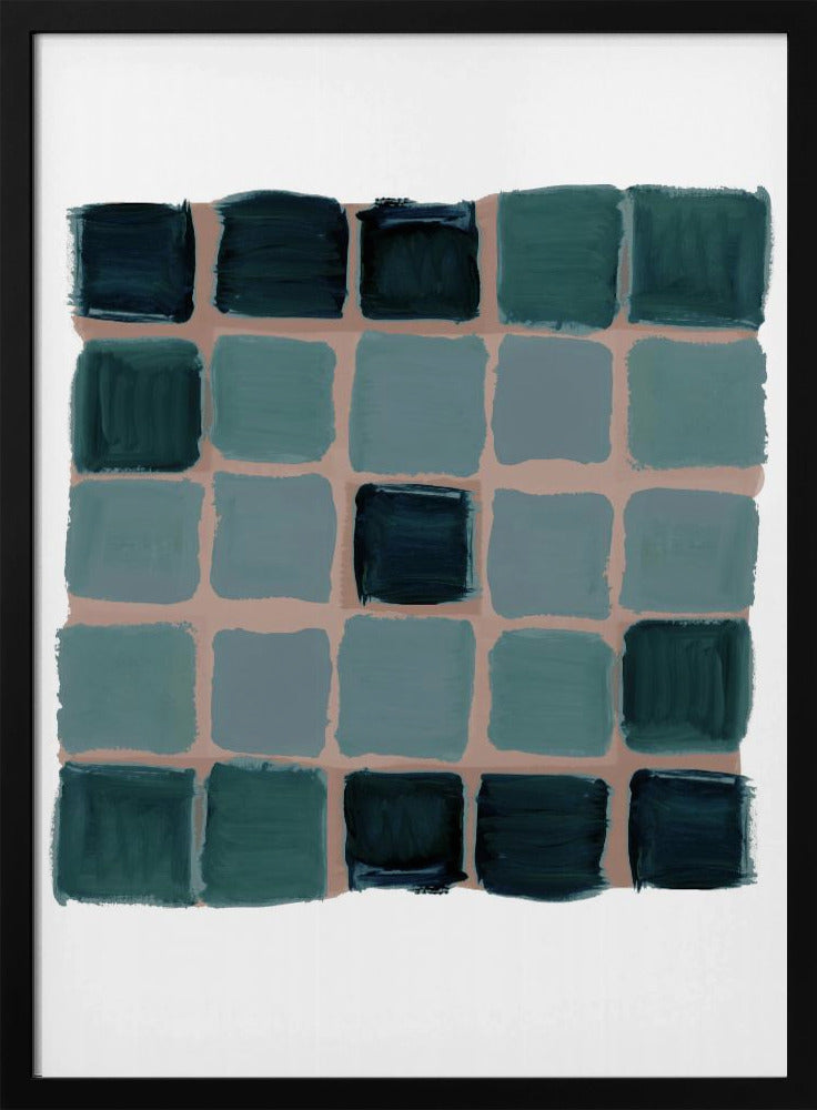 Teal Checkered Square Print | Poster