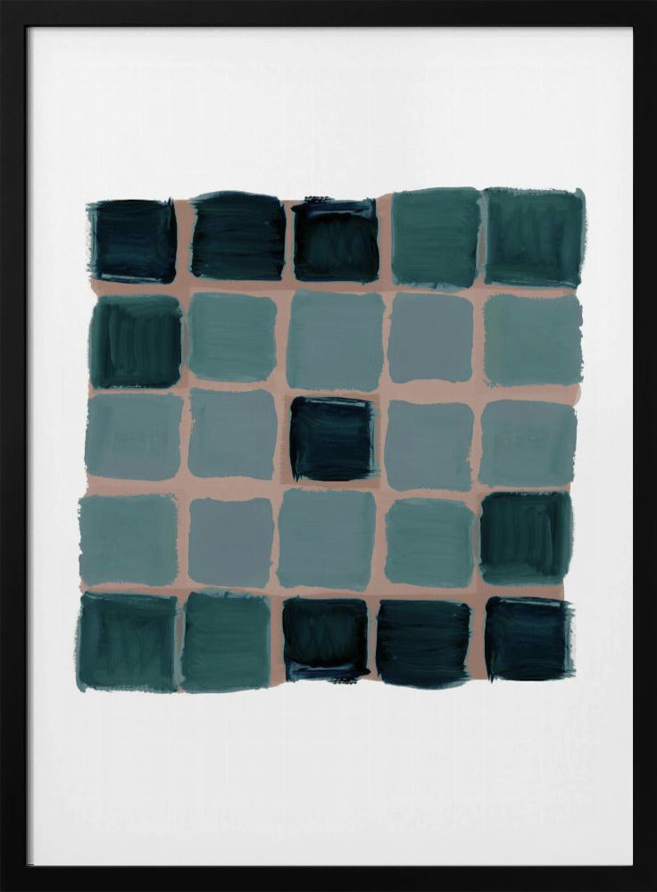 Teal Checkered Square Print | Poster