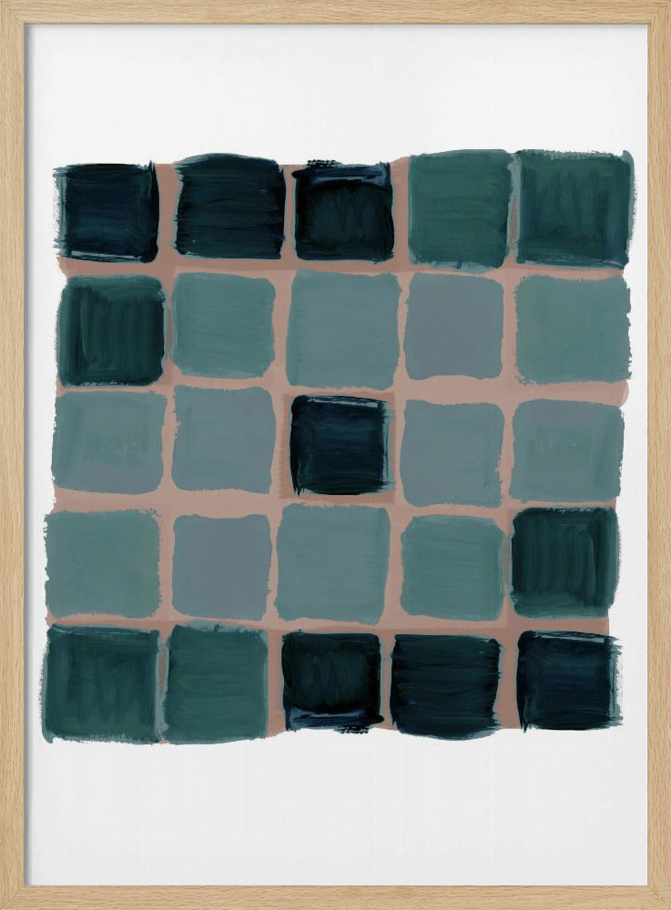 Teal Checkered Square Print | Poster