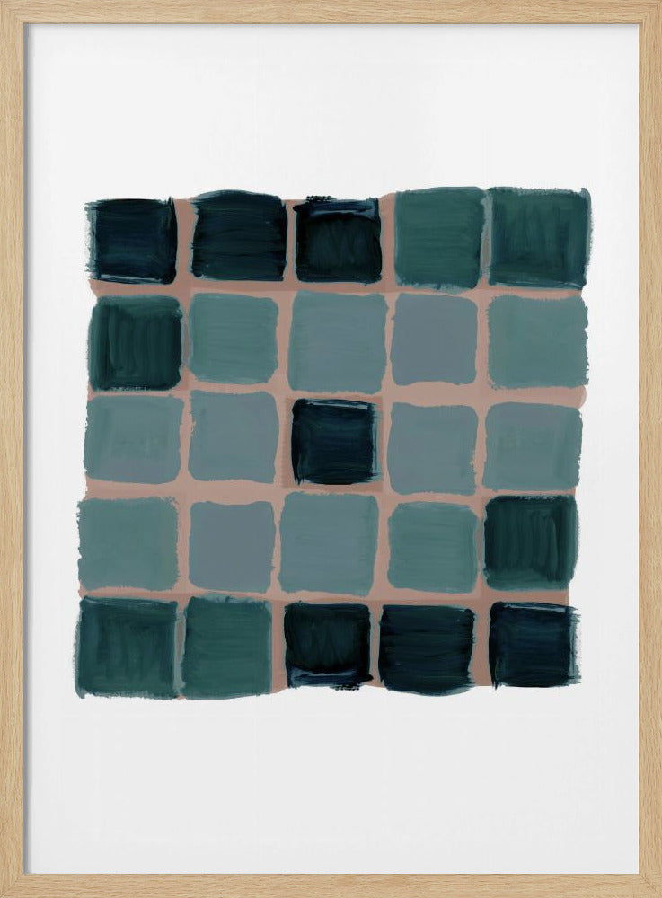 Teal Checkered Square Print | Poster