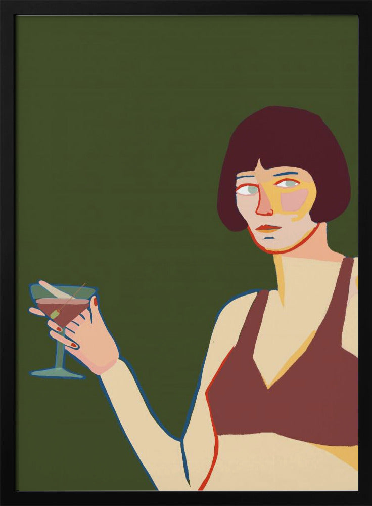 Lady with cocktail martini | Poster