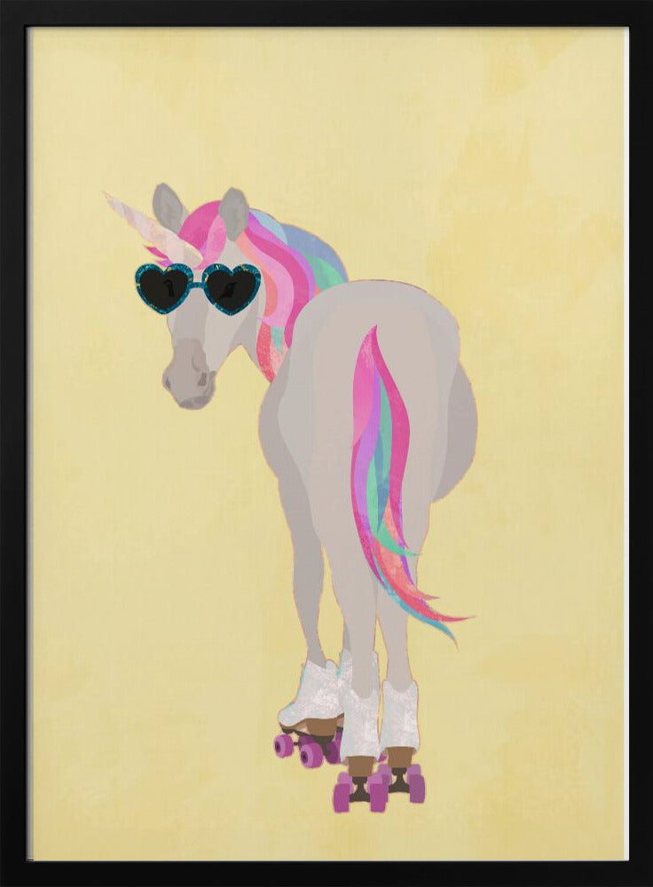 Unicorn rollerskating yello | Poster