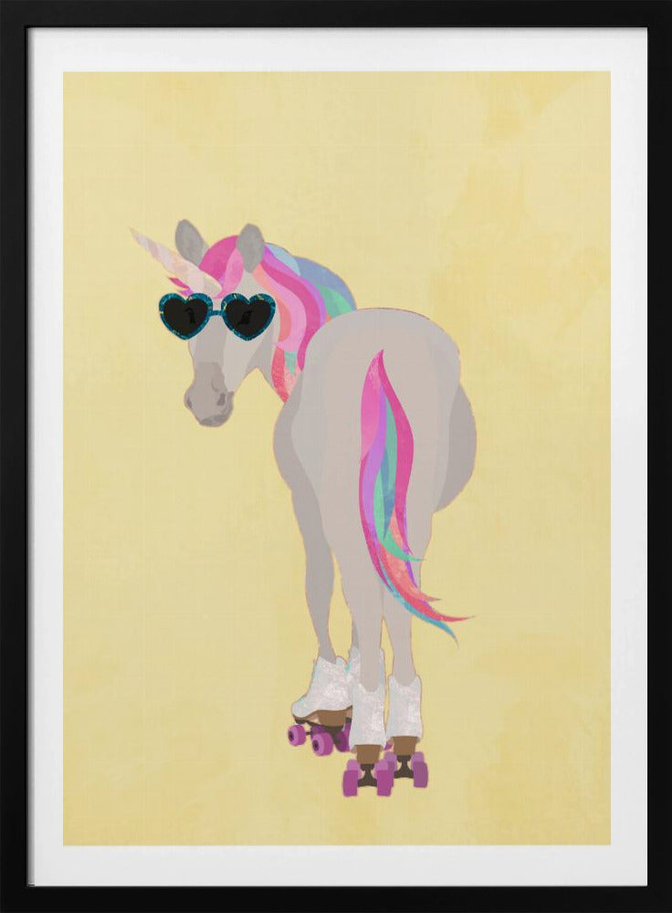 Unicorn rollerskating yello | Poster