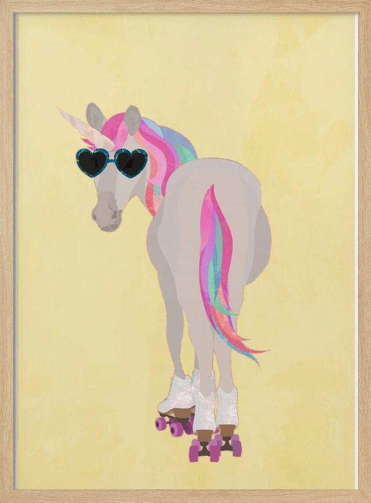 Unicorn rollerskating yello | Poster