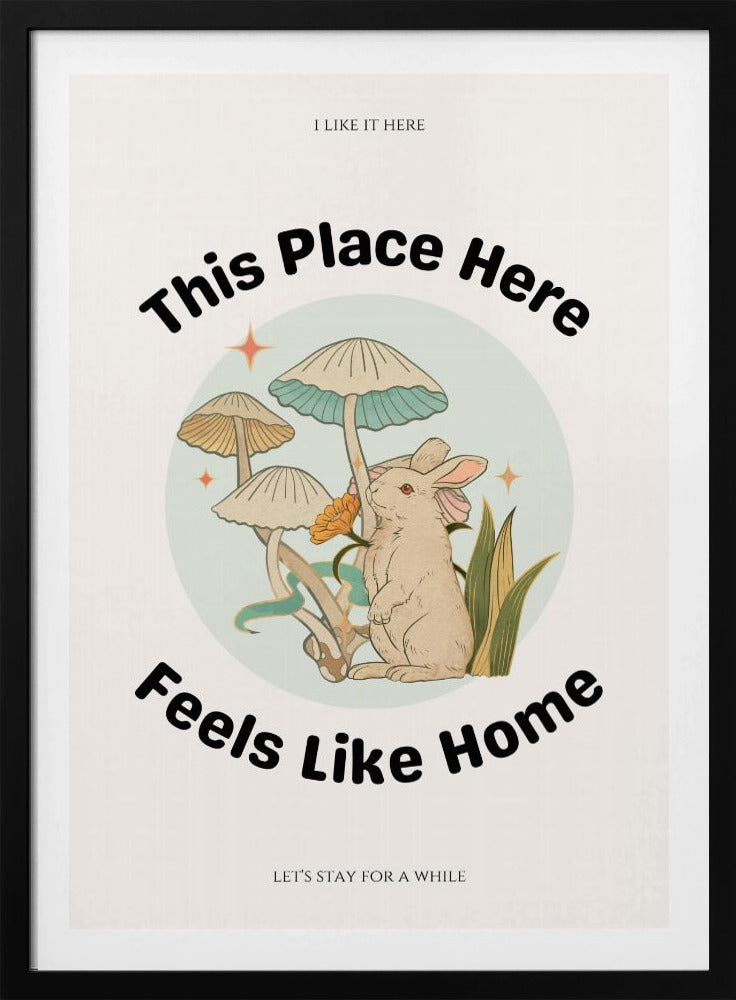 Rabbit Among Mushrooms With The Phrase | Poster