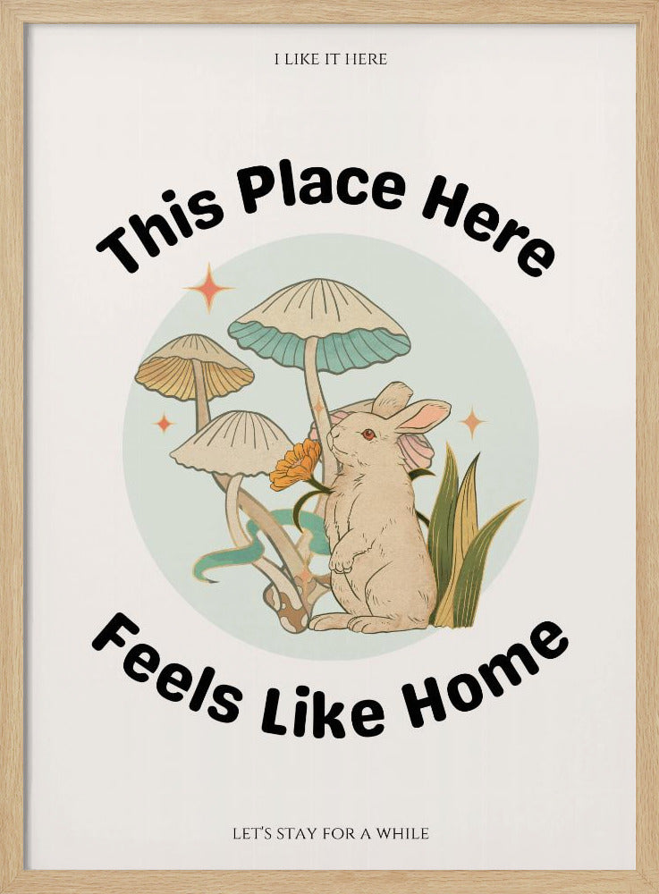 Rabbit Among Mushrooms With The Phrase | Poster