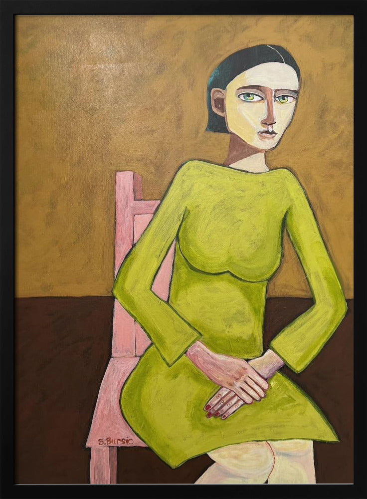 The Good Listener Lady Sitting on Chair | Poster