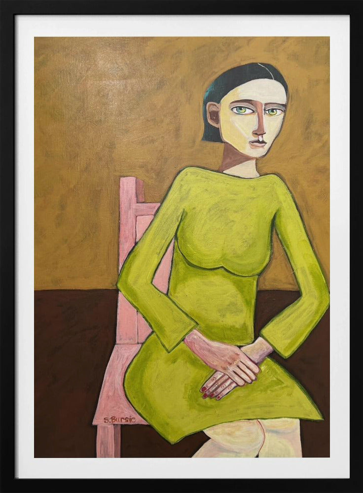 The Good Listener Lady Sitting on Chair | Poster