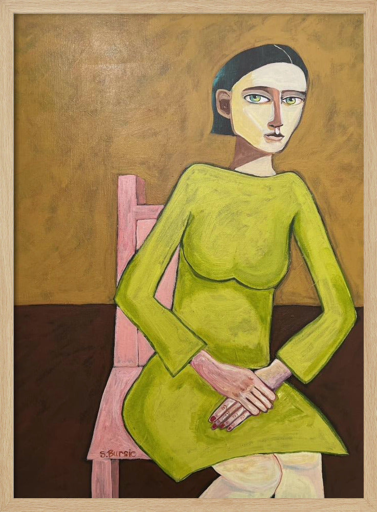 The Good Listener Lady Sitting on Chair | Poster