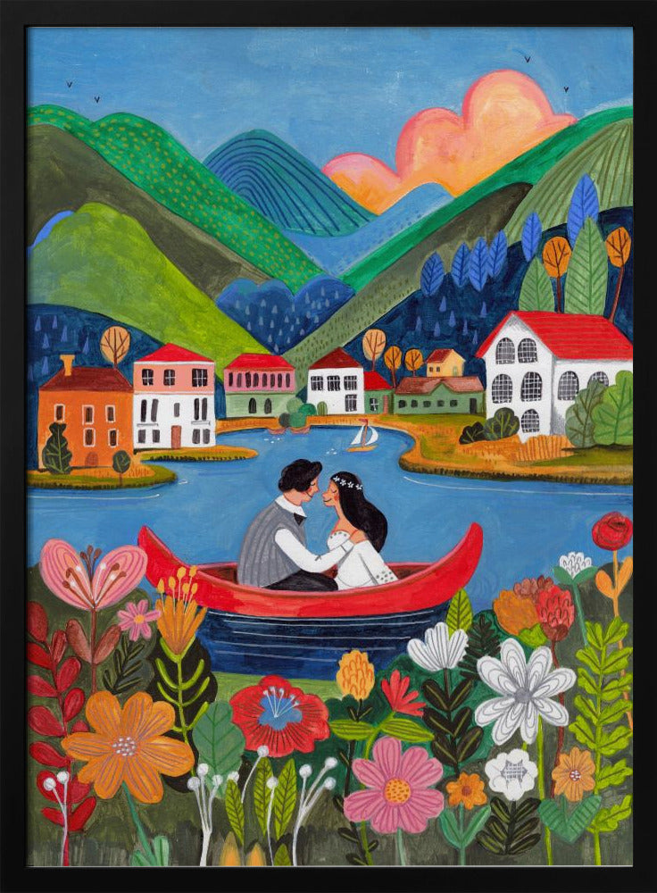 Just Married Couple in a boat | Poster