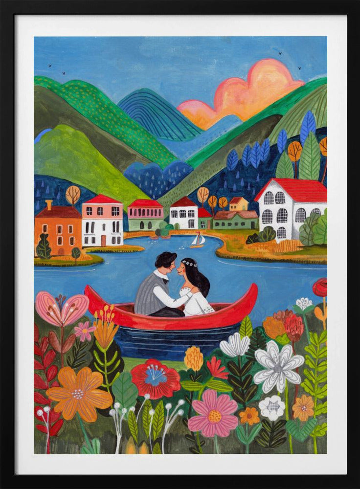 Just Married Couple in a boat | Poster
