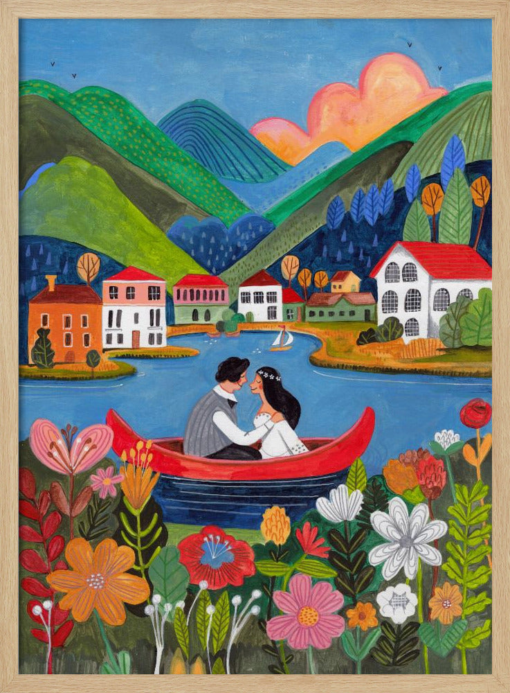 Just Married Couple in a boat | Poster