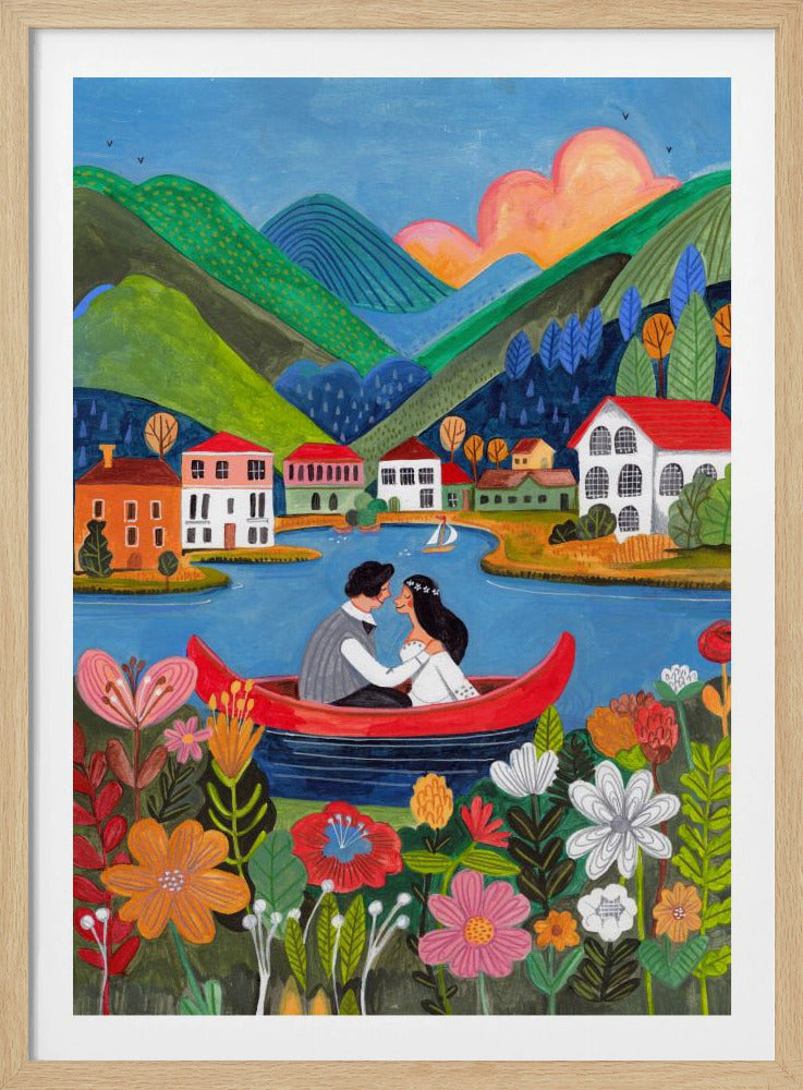 Just Married Couple in a boat | Poster