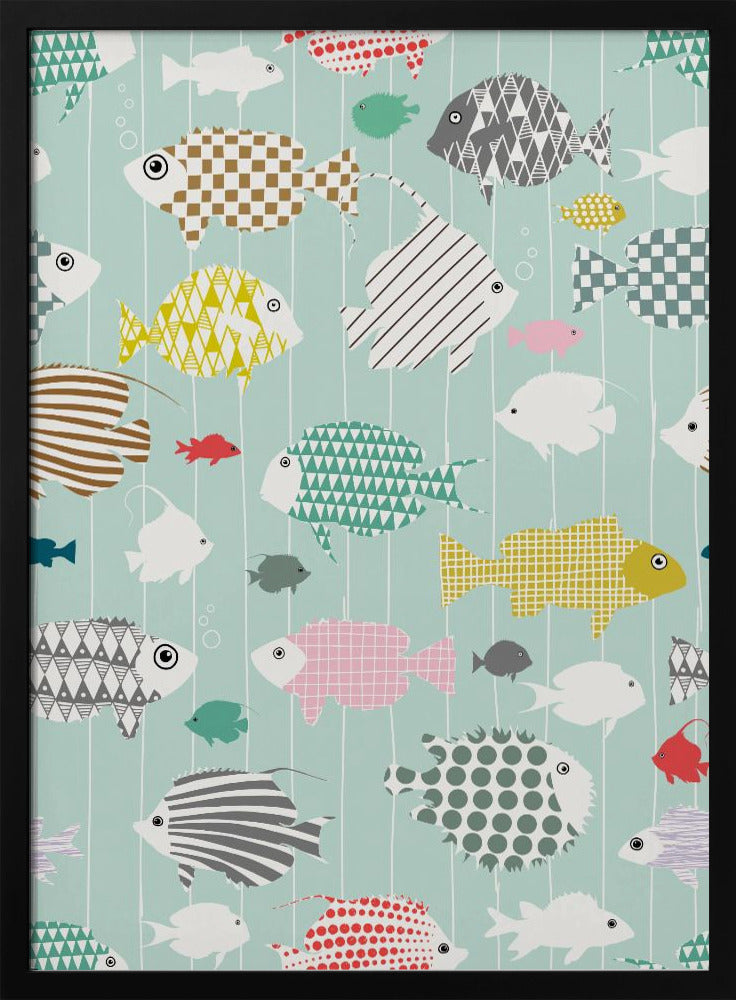 Fresh fish on mint pattern | Poster