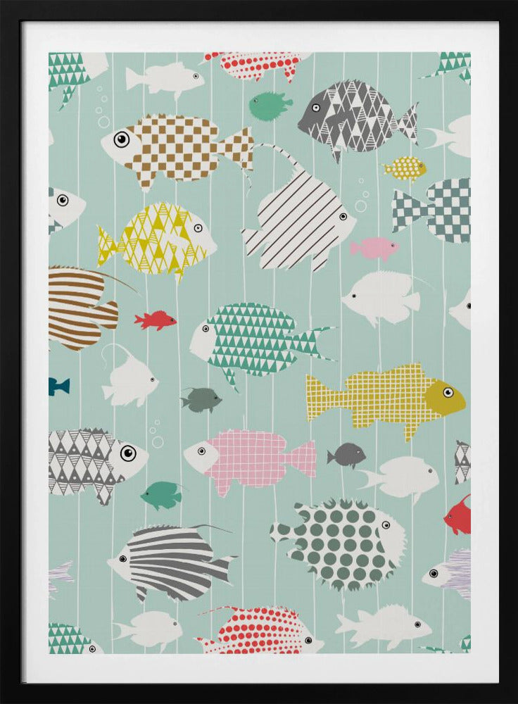 Fresh fish on mint pattern | Poster