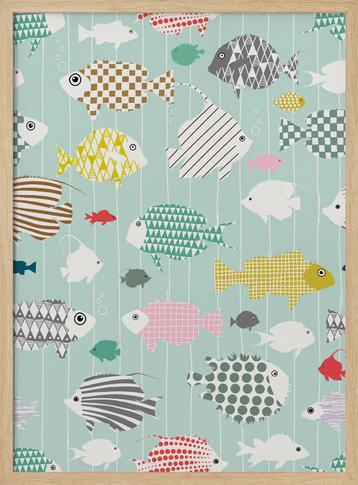 Fresh fish on mint pattern | Poster