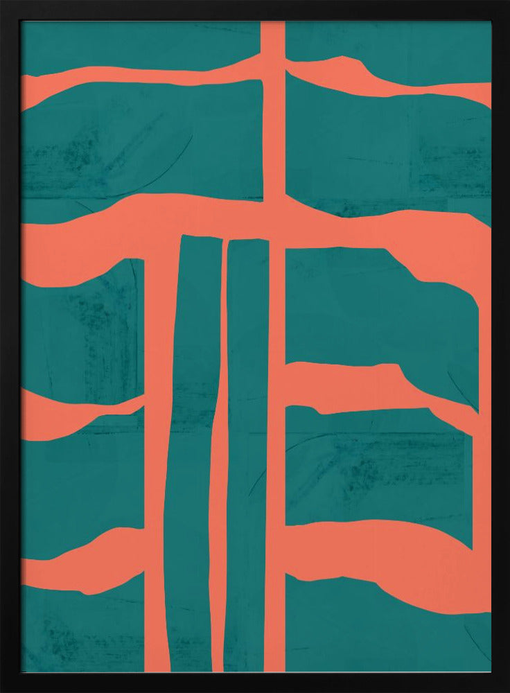 Turquoise &amp; Coral Abstraction 1 | Poster