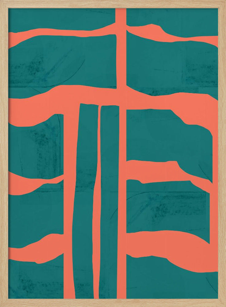 Turquoise &amp; Coral Abstraction 1 | Poster
