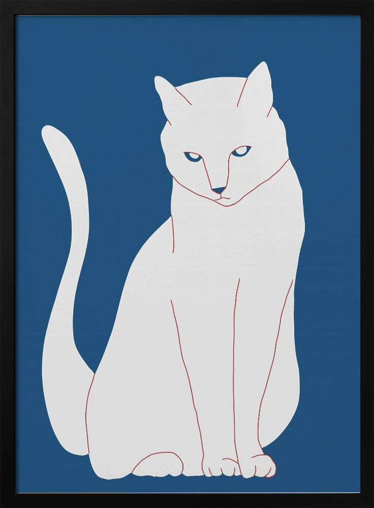 White and blue cat | Poster
