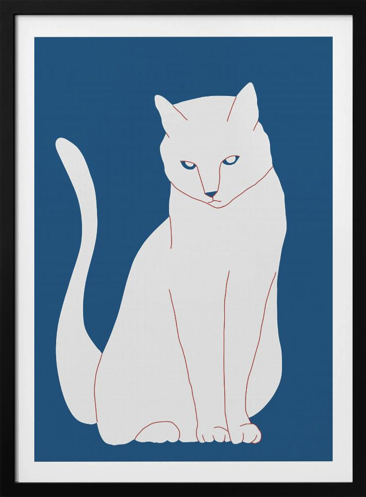 White and blue cat | Poster