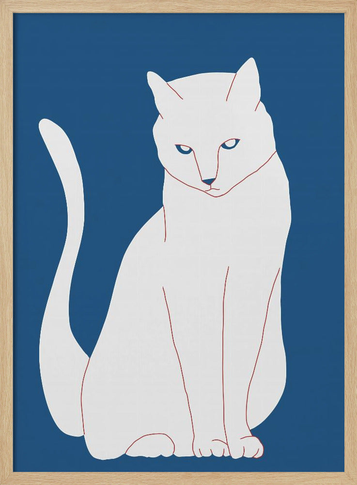 White and blue cat | Poster