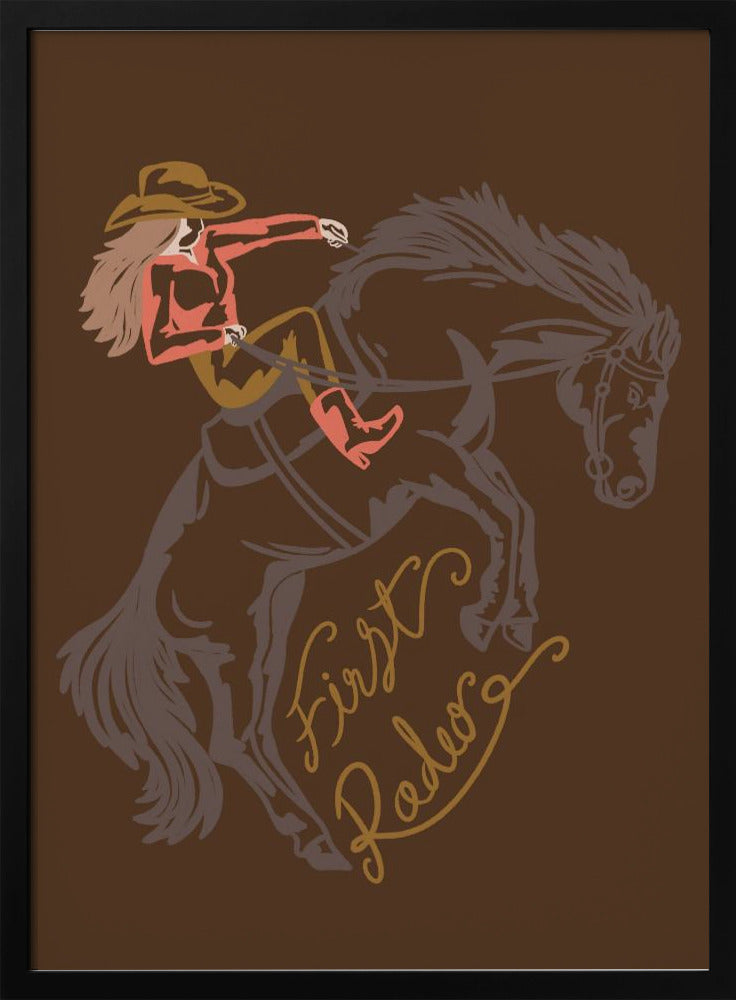 Cowgirl Riding A Rearing Horse | Poster