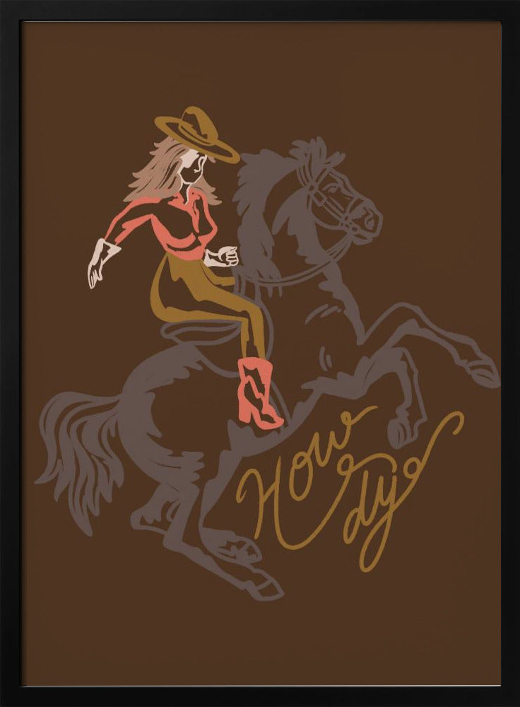 Cowgirl Riding A Rearing Horse | Poster