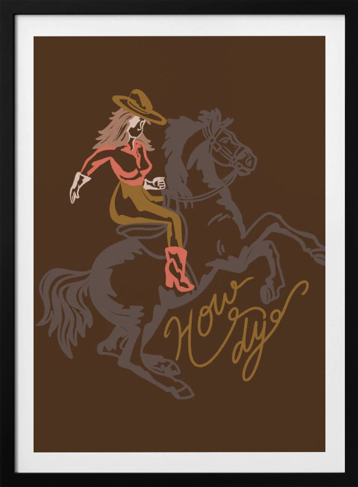 Cowgirl Riding A Rearing Horse | Poster