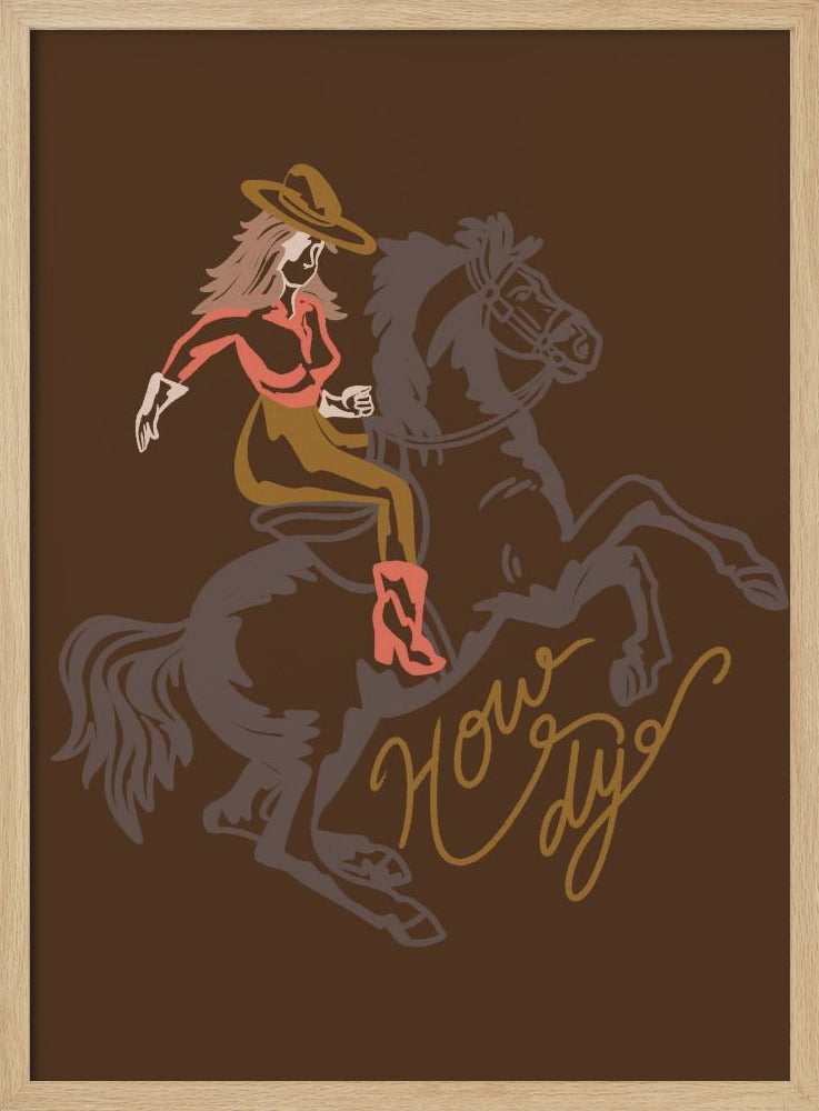 Cowgirl Riding A Rearing Horse | Poster