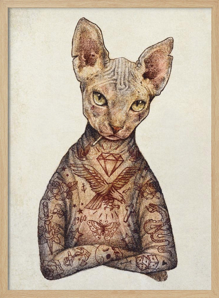 Stylish Tattoo Cat | Poster