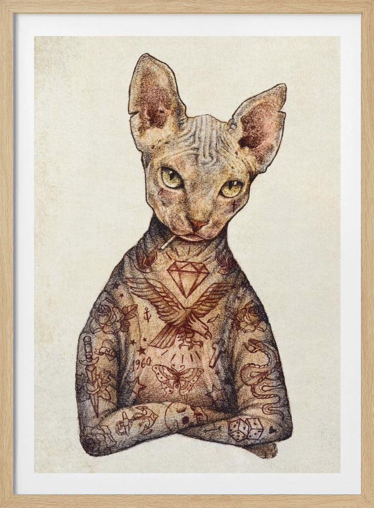 Stylish Tattoo Cat | Poster
