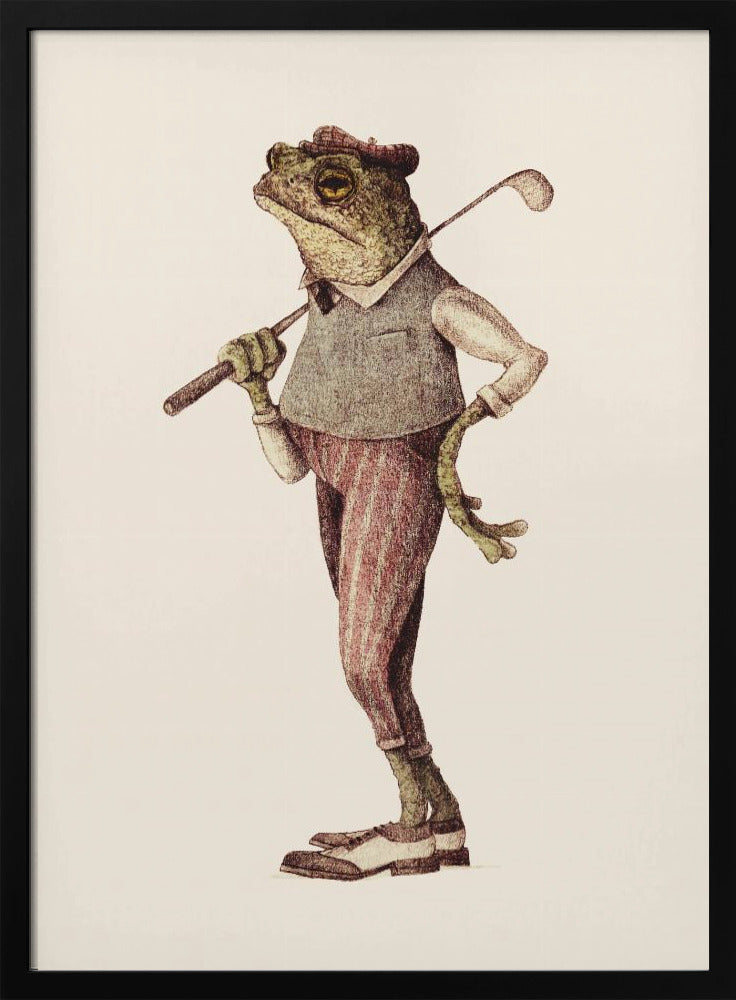 Frog In Vintage Golf Attire | Poster