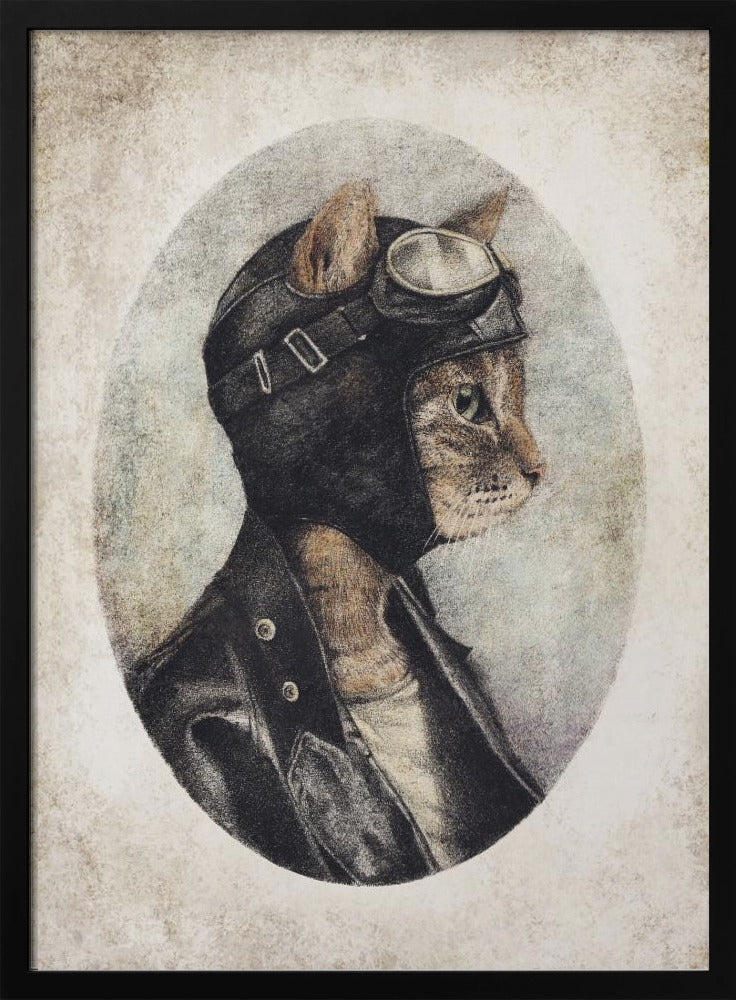 Stylish Cat Wearing A Leather Jacket | Poster