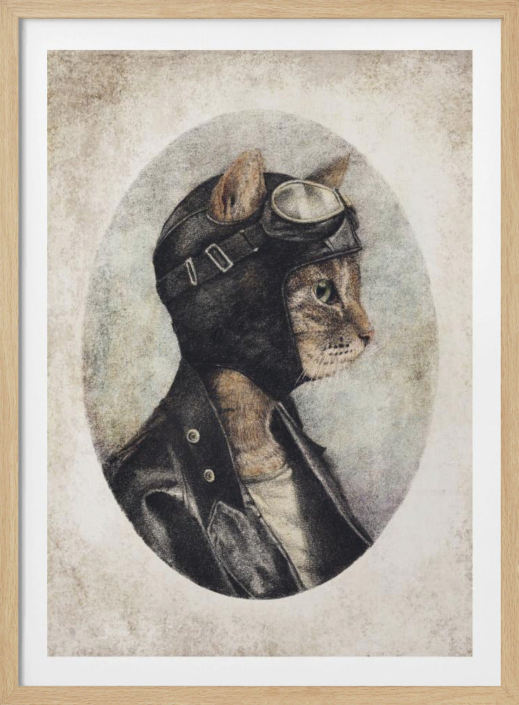 Stylish Cat Wearing A Leather Jacket | Poster
