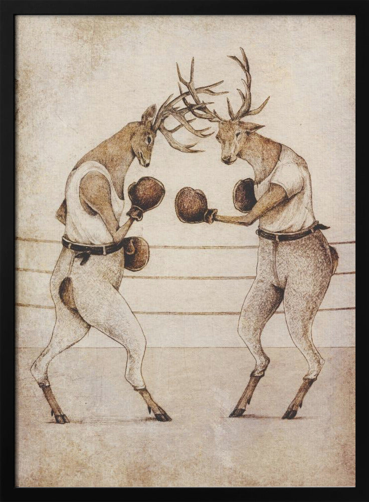 Deer Fight Vintage Style | Poster