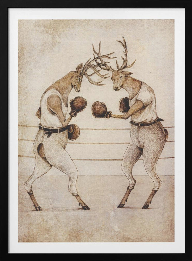 Deer Fight Vintage Style | Poster