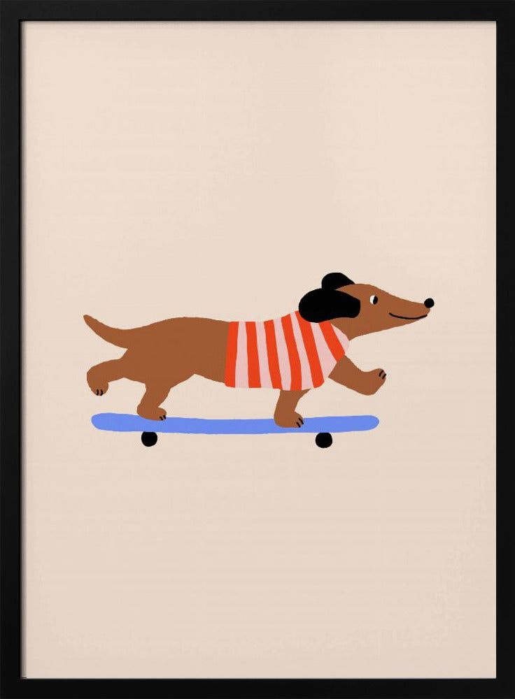 Dachshund on Skateboard | Poster
