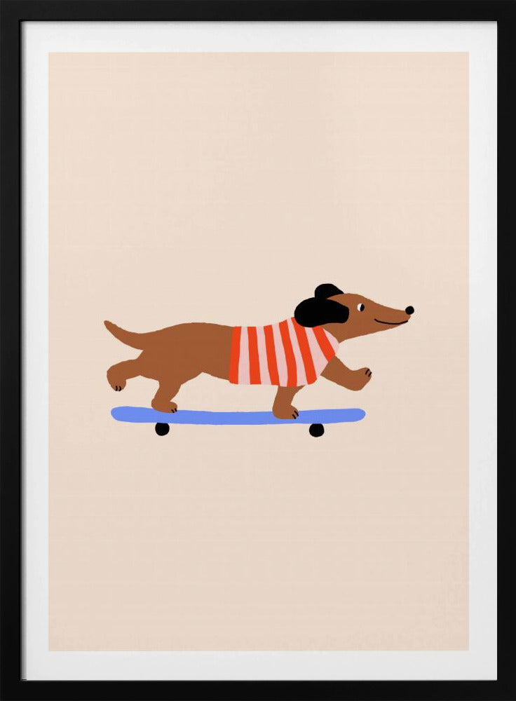 Dachshund on Skateboard | Poster