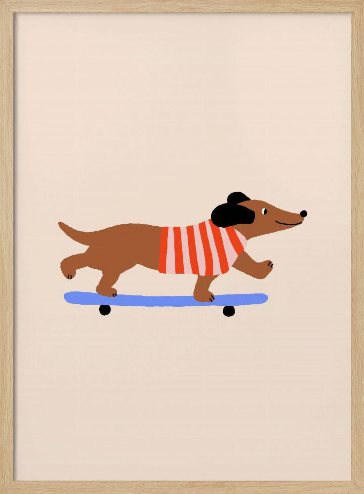 Dachshund on Skateboard | Poster