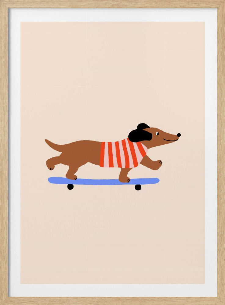 Dachshund on Skateboard | Poster