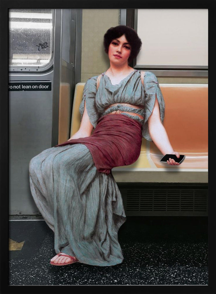 A Woman in Ancient Attire Seated in a Subway | Poster