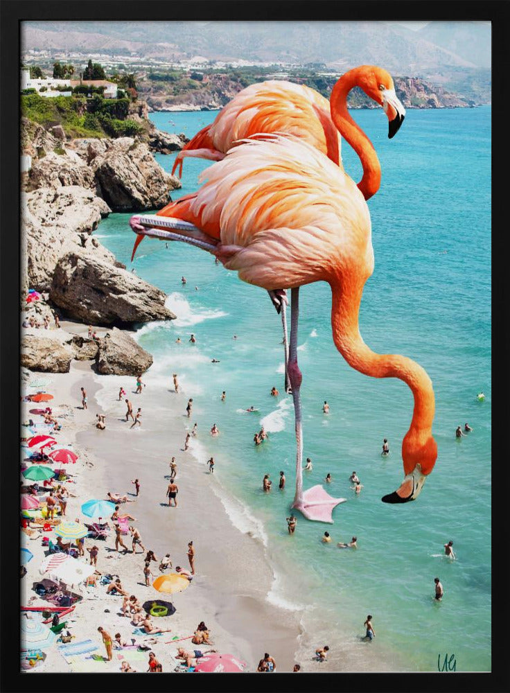 Flamingos On the Beach | Poster