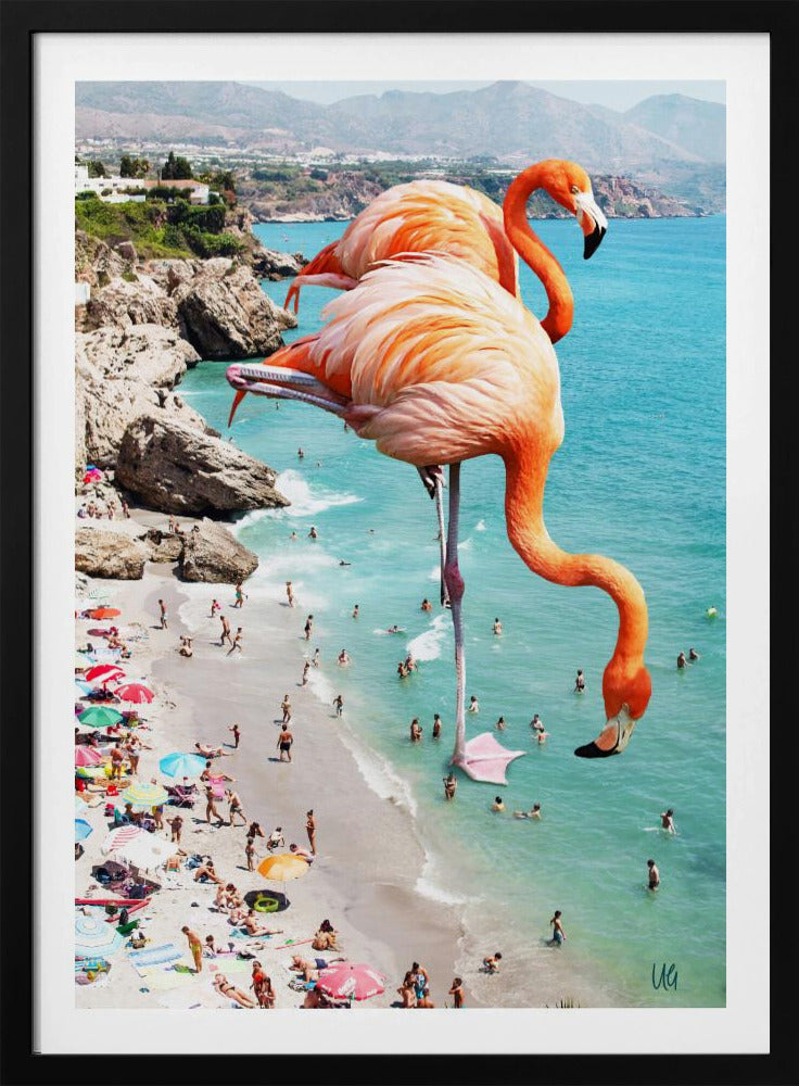 Flamingos On the Beach | Poster
